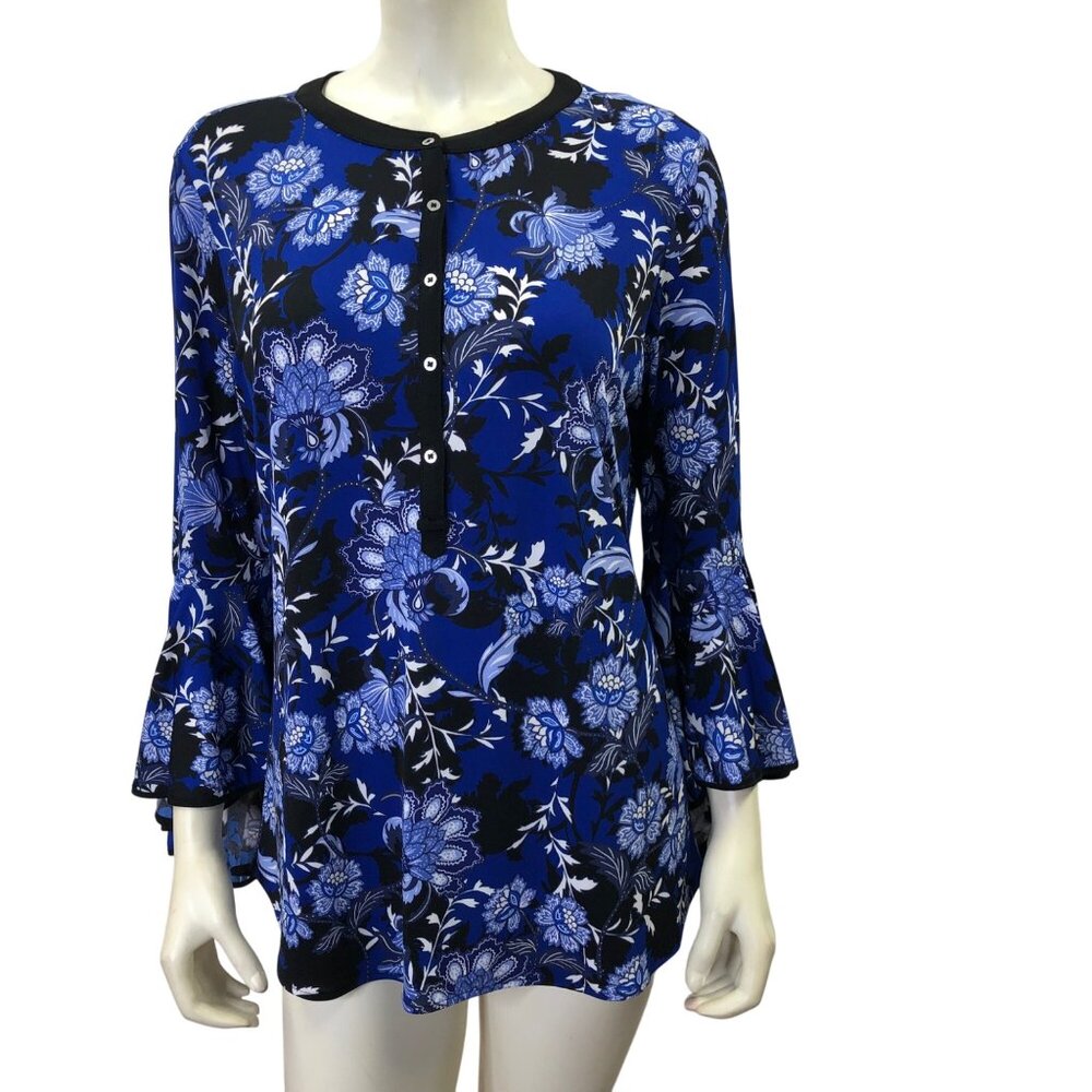 INVESTMENT SLIM FACTOR FLORAL PRINT BLOUSE S NWT